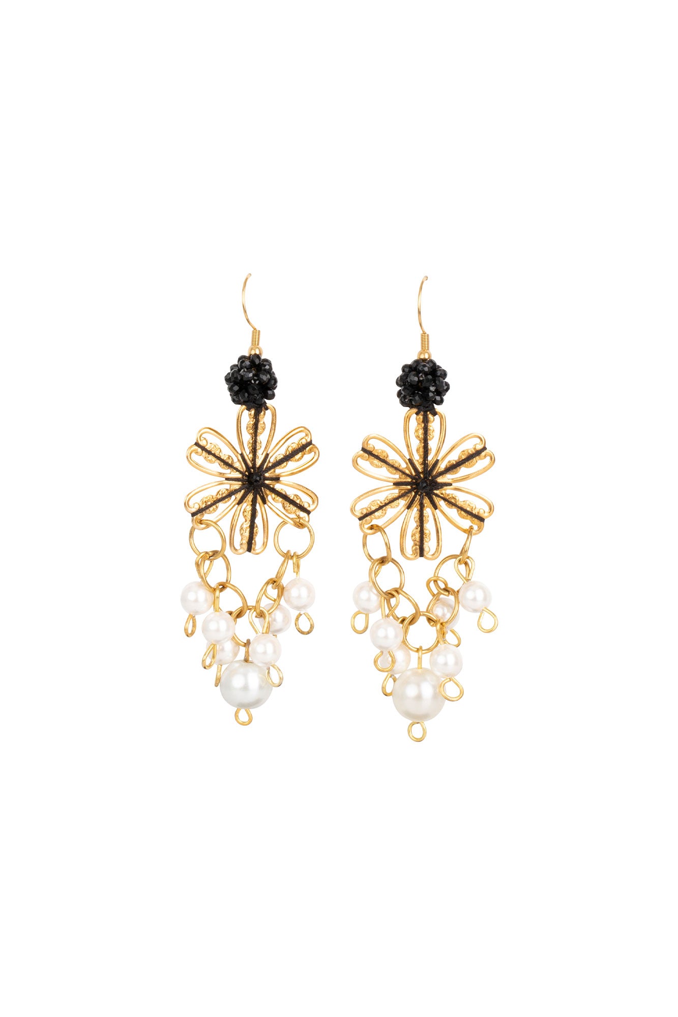 ARETES PERLA PENTABOLA DORADO