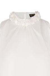 BLUSA HALTER CUELLO FLORES BLANCO