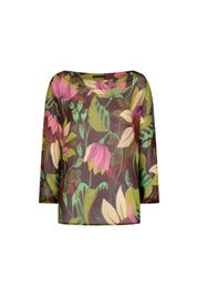 BLUSA OJAL RANGLAN EST FLORES VINO