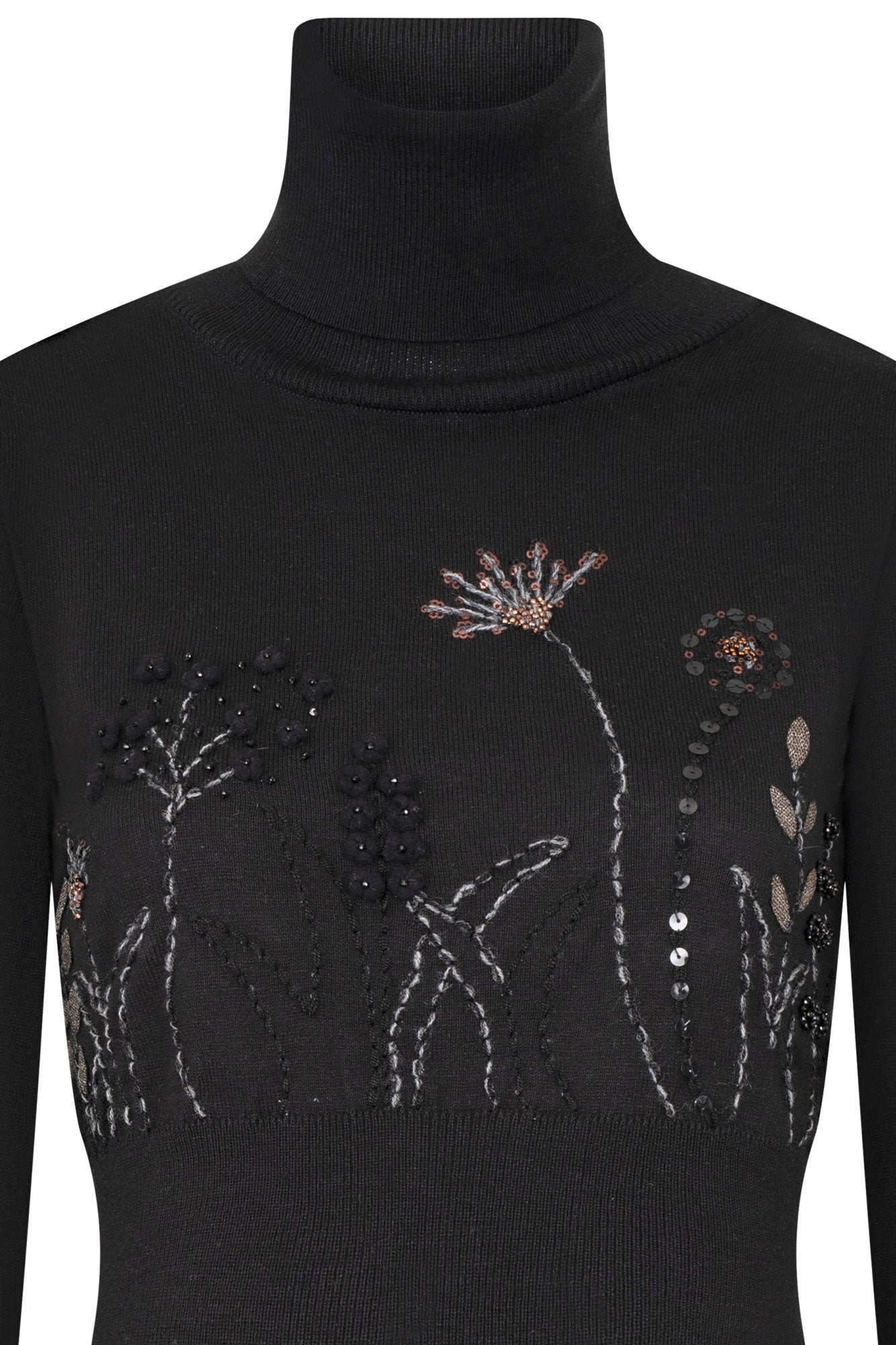 BUZO CUELLO ALTO JARDÍN NEGRO
