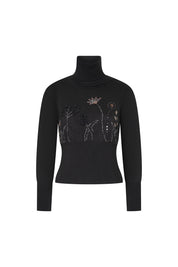 BUZO CUELLO ALTO JARDÍN NEGRO
