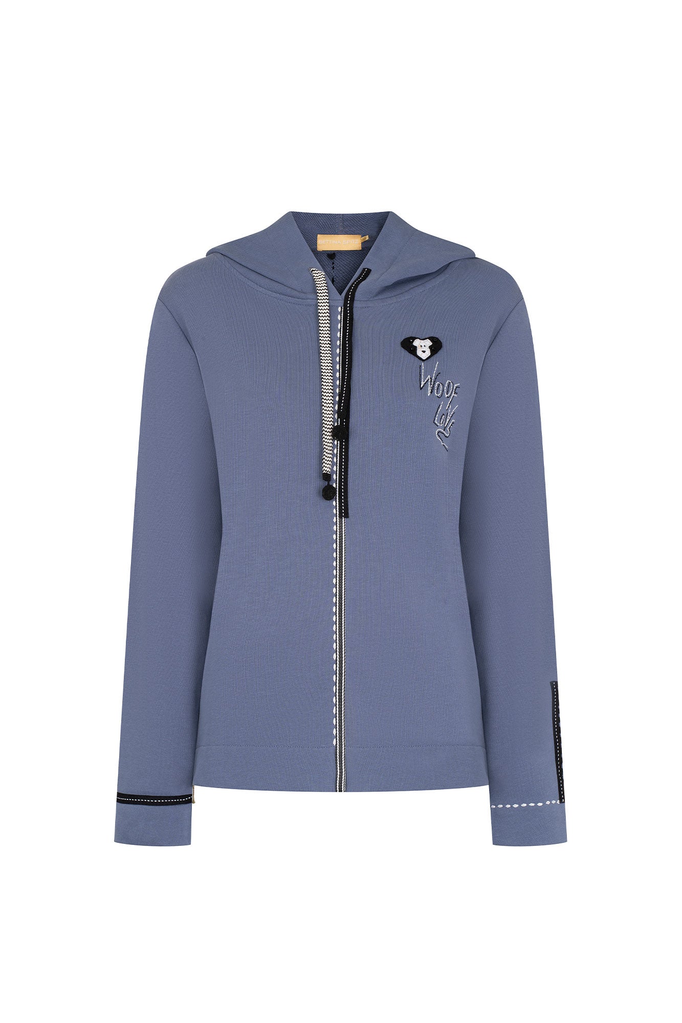 BUZO HOODIE CINTA PESPUNTE AZUL