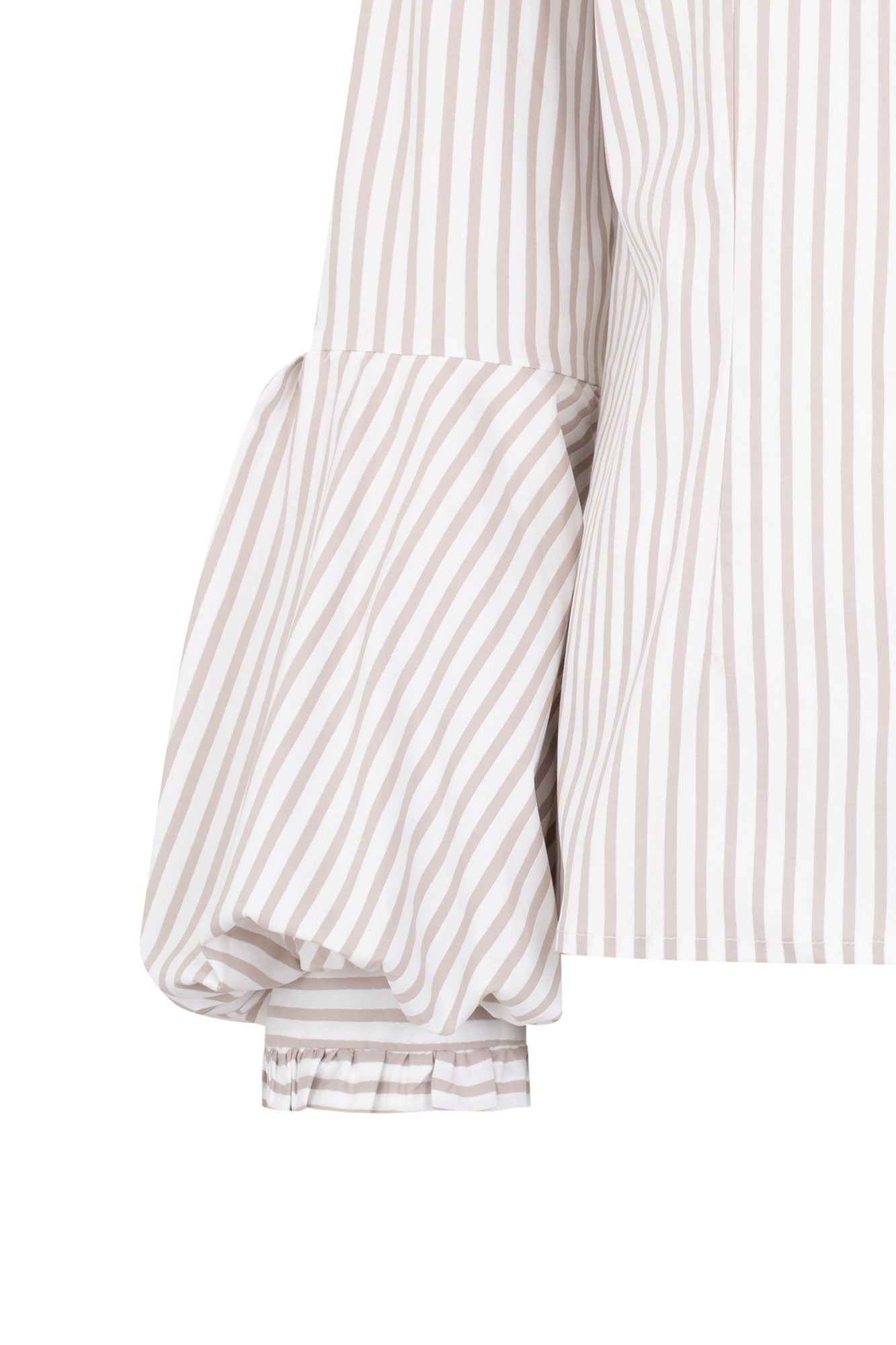 CAMISA CUELLO CRUZADO RAYAS BEIGE
