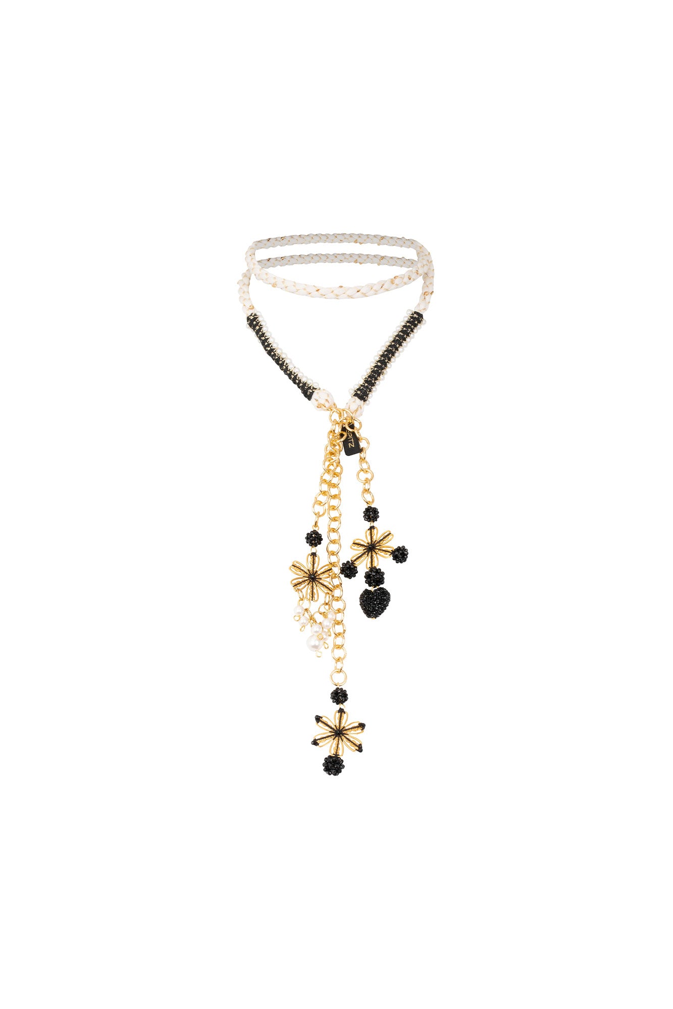 COLLAR TRENZA FLORES DORADO