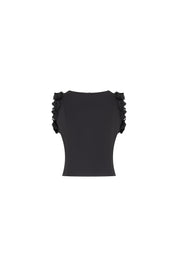 CROP SISA FLORES NEGRO
