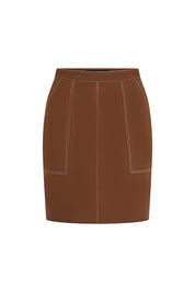 FALDA CORTA DOBLE PESPUNTE CHOCOLATE