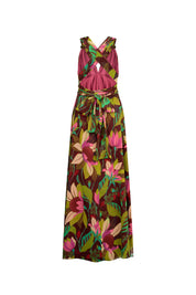 MAXI VESTIDO AMARRES FLORES VINO