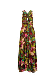 MAXI VESTIDO AMARRES FLORES VINO
