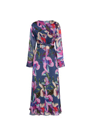 MIDI VESTIDO ML EST FLOR TIRA AZUL