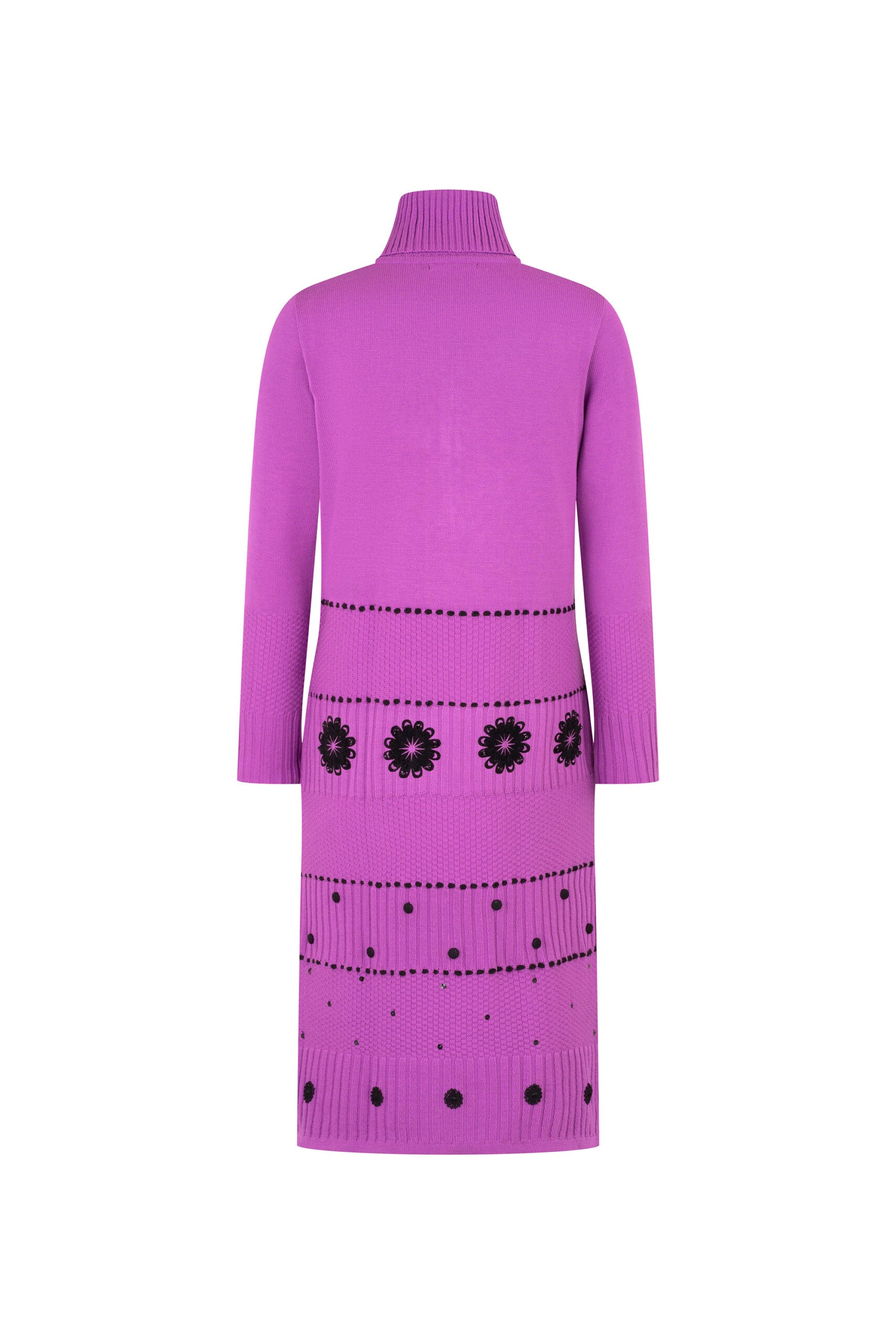 VESTIDO TEJIDO CREMALLERA MARGARITAS MORADO