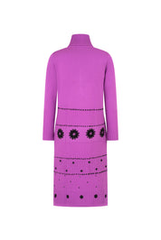 VESTIDO TEJIDO CREMALLERA MARGARITAS MORADO