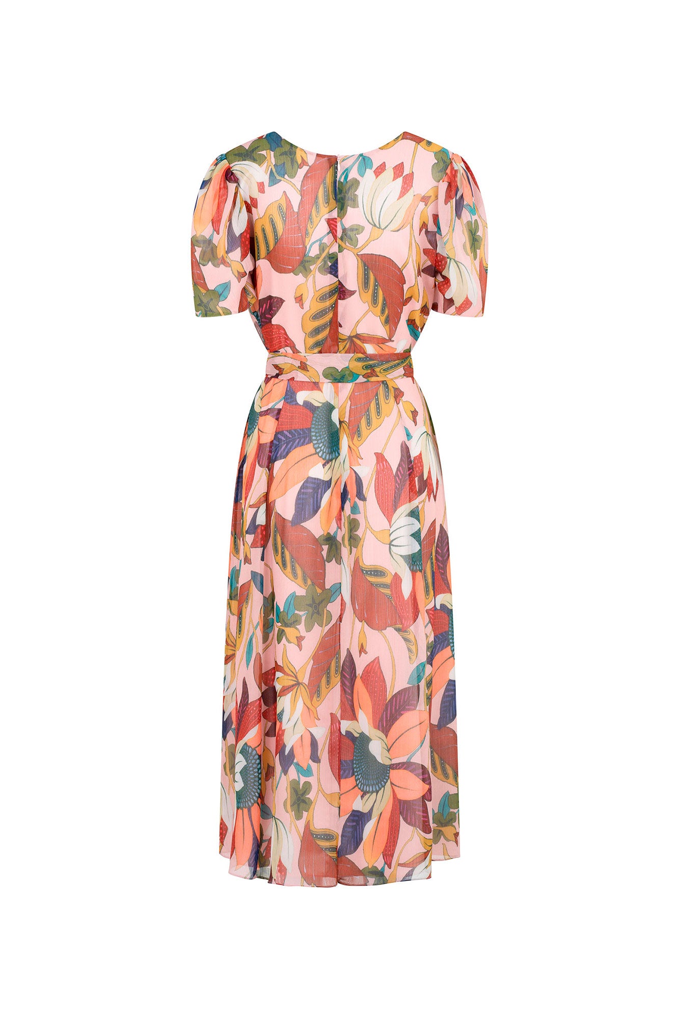 VESTIDO V MANGA PUFF TIRA ROSADO