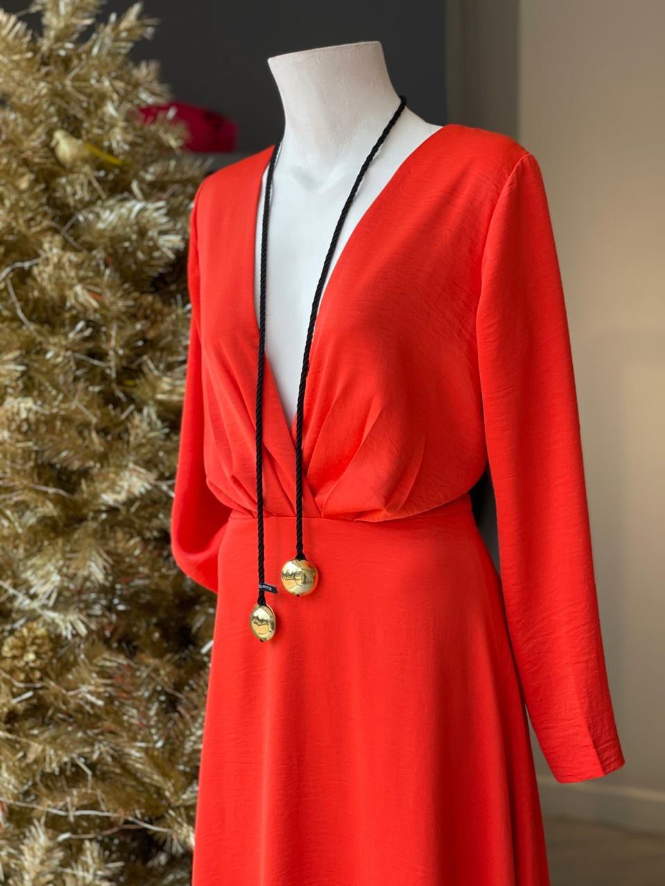 MAXI VESTIDO CRUZADO ML TOMATE