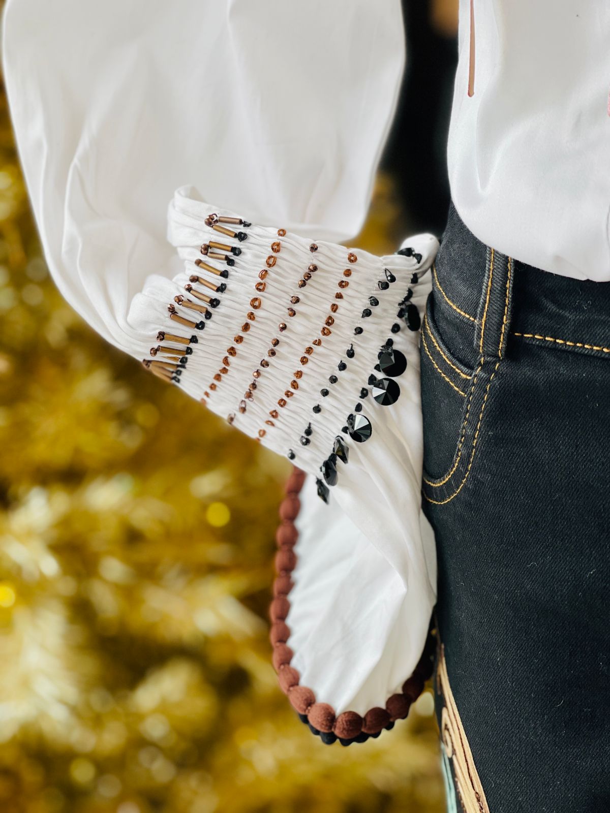 BLUSA GOLAS SMOCK CINTA CANUTILLO BLANCO