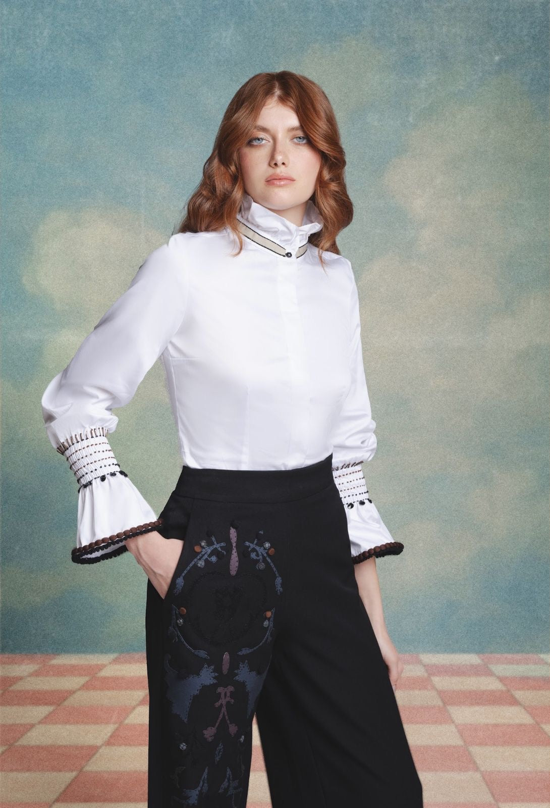 BLUSA GOLAS SMOCK CINTA CANUTILLO BLANCO