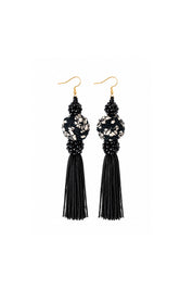Aretes Bola Flecos Negro