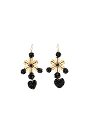 ARETES CORAZÓN PENTÁBOLA NEGRO