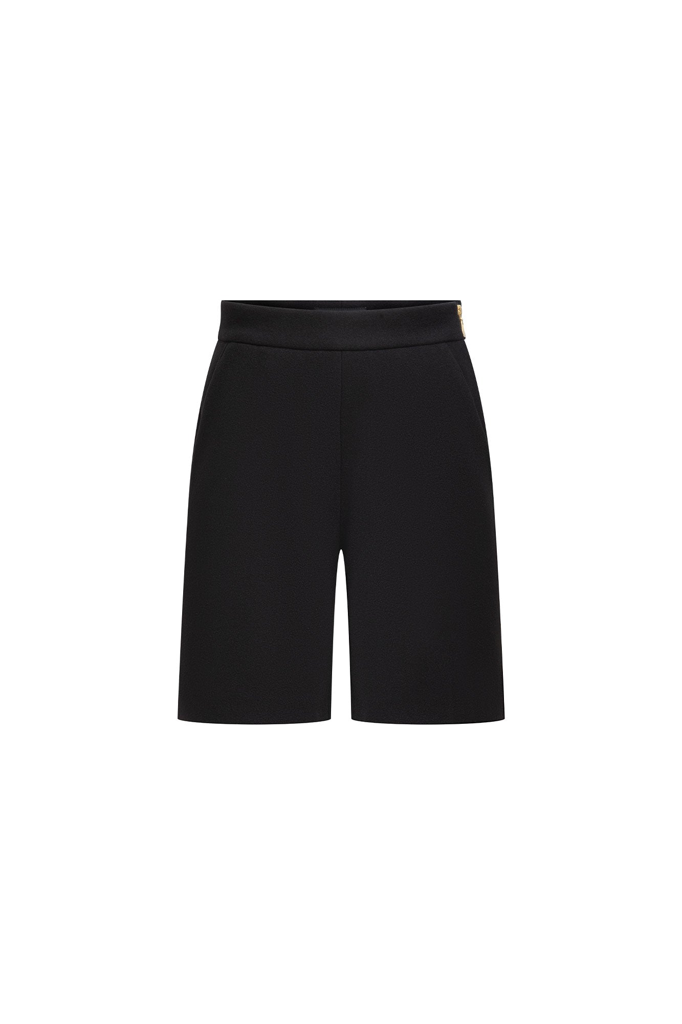 Bermuda Milo Negro – vista frontal, pantalón de corte recto y caída fluida, Bettina Spitz