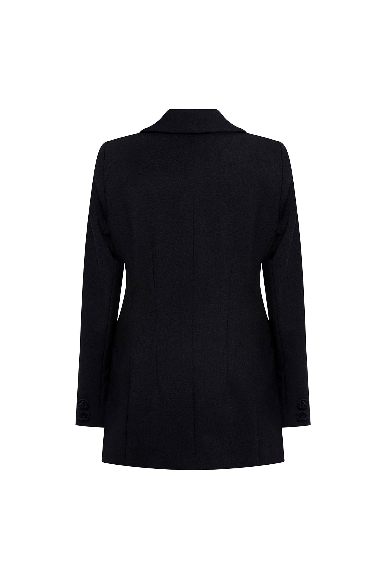 Blazer Largo Botón Rosa Negro