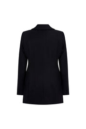 Blazer Largo Botón Rosa Negro