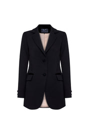 Blazer Largo Botón Rosa Negro