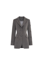 BLAZER LARGO BOTON TILA GRIS