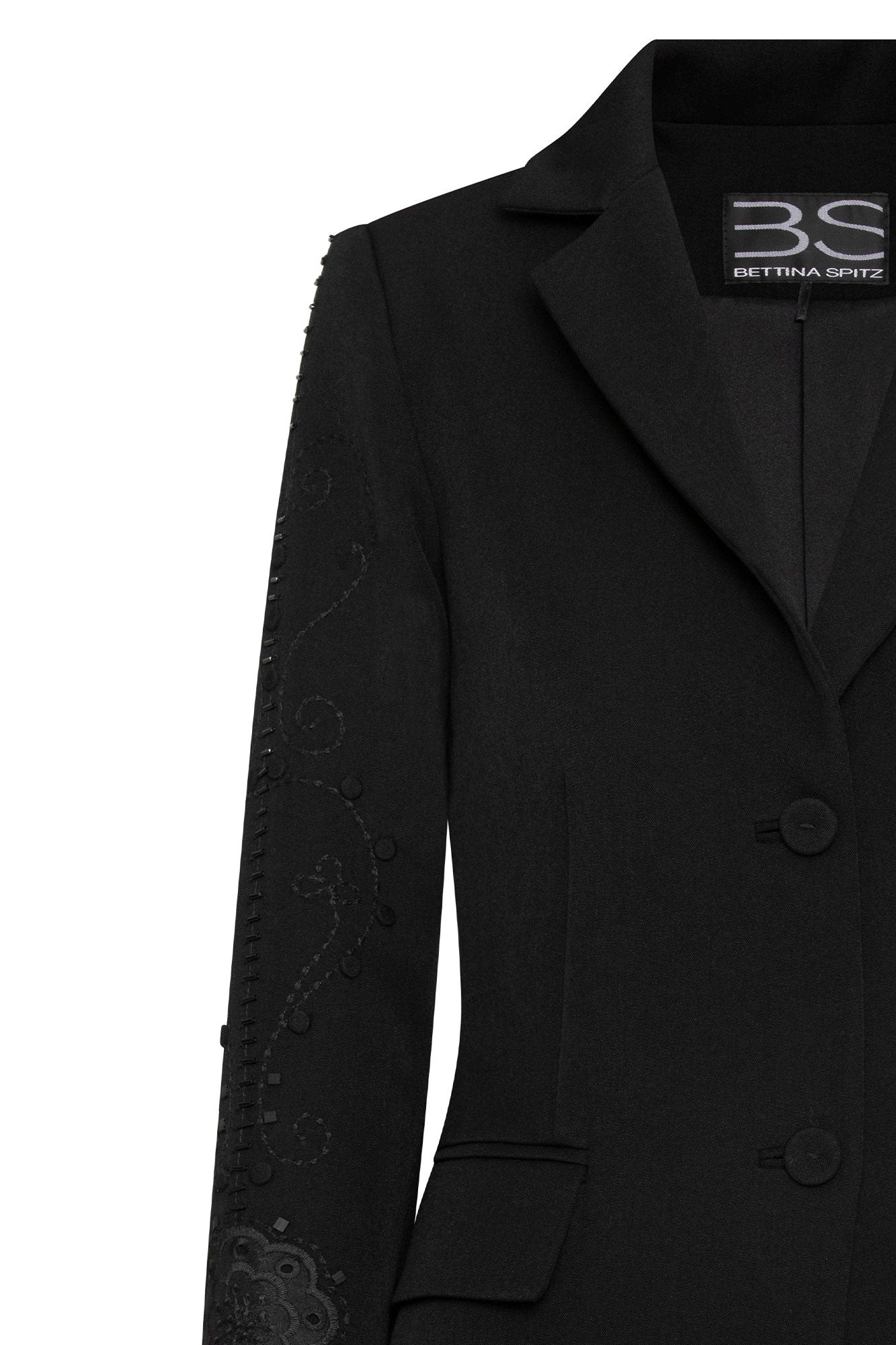 Blazer Largo Flor Guipiure Negro