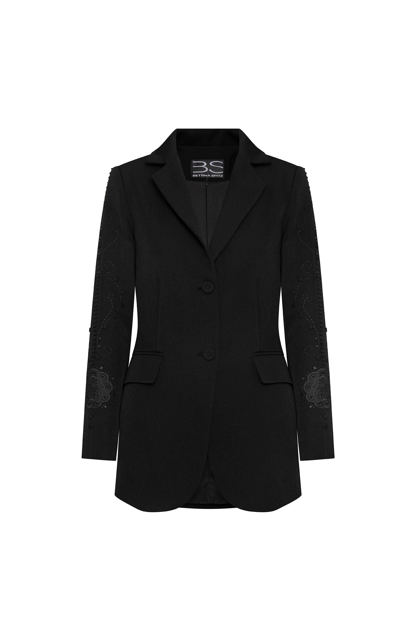 Blazer Largo Flor Guipiure Negro