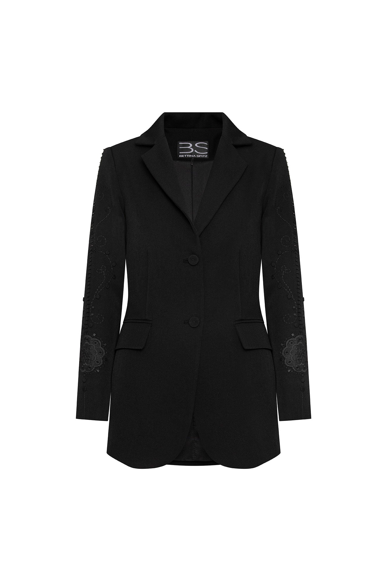 Blazer Largo Flor Guipiure Negro