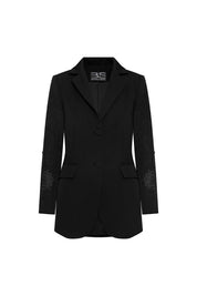 Blazer Largo Flor Guipiure Negro