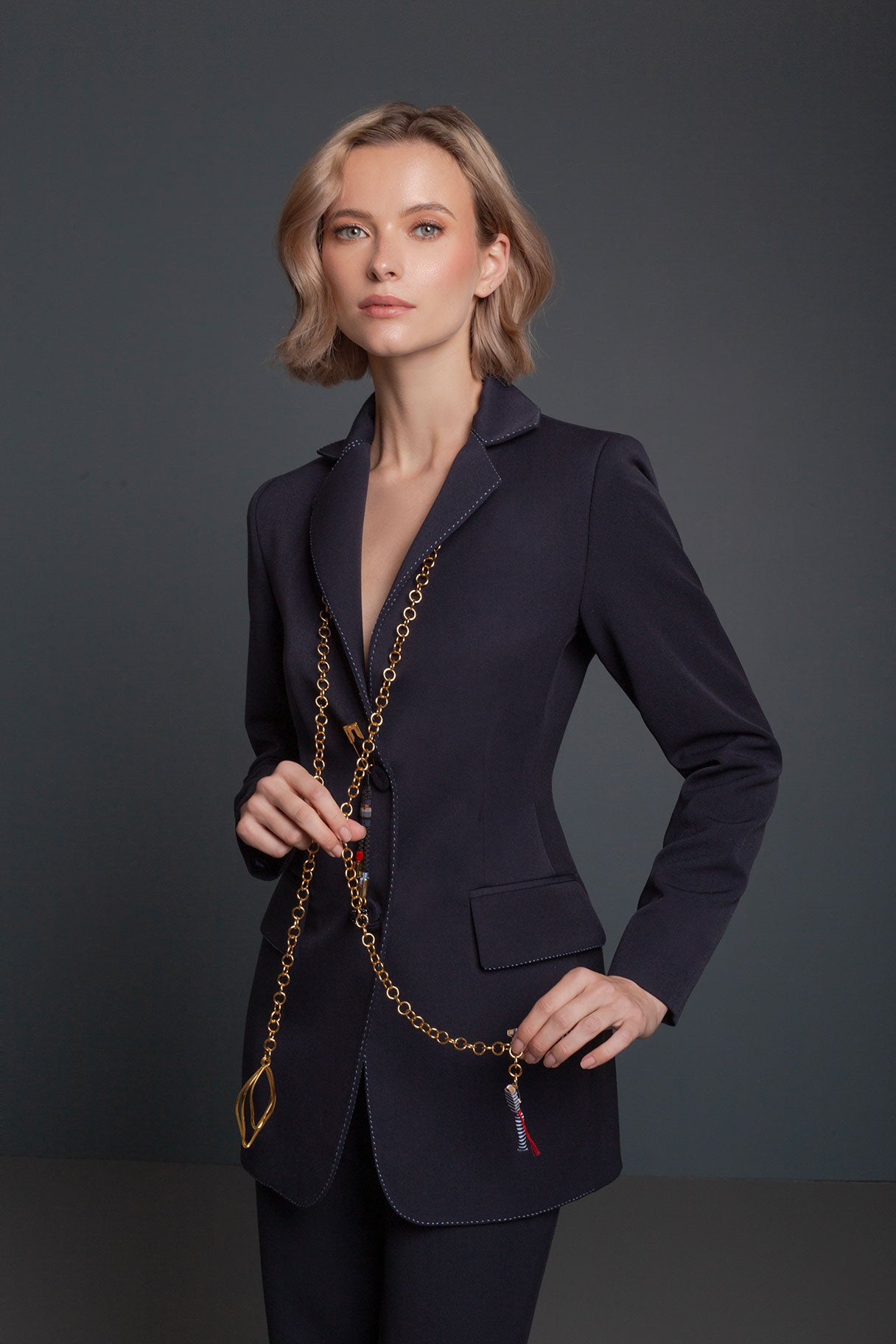 BLAZER LARGO MARINERO AZUL