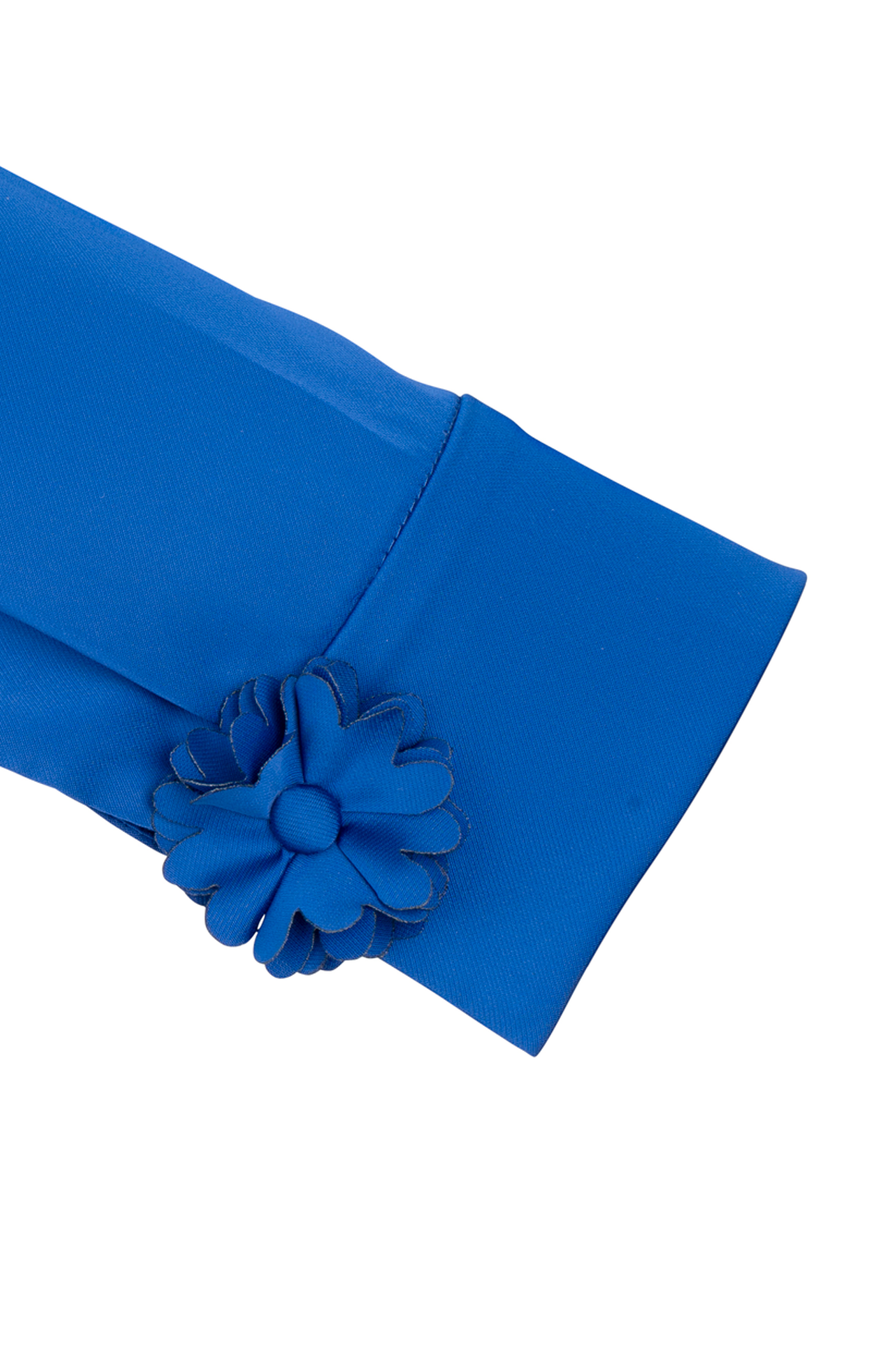 BLUSA SESGO CUELLO PETALOS MANC.AZUL
