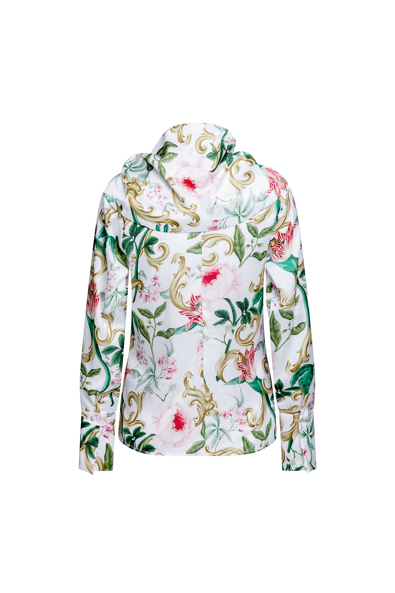 BLUSA CUELLO PAÑUELO EST ROSAS IVORY