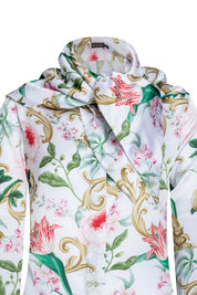 BLUSA CUELLO PAÑUELO EST ROSAS IVORY