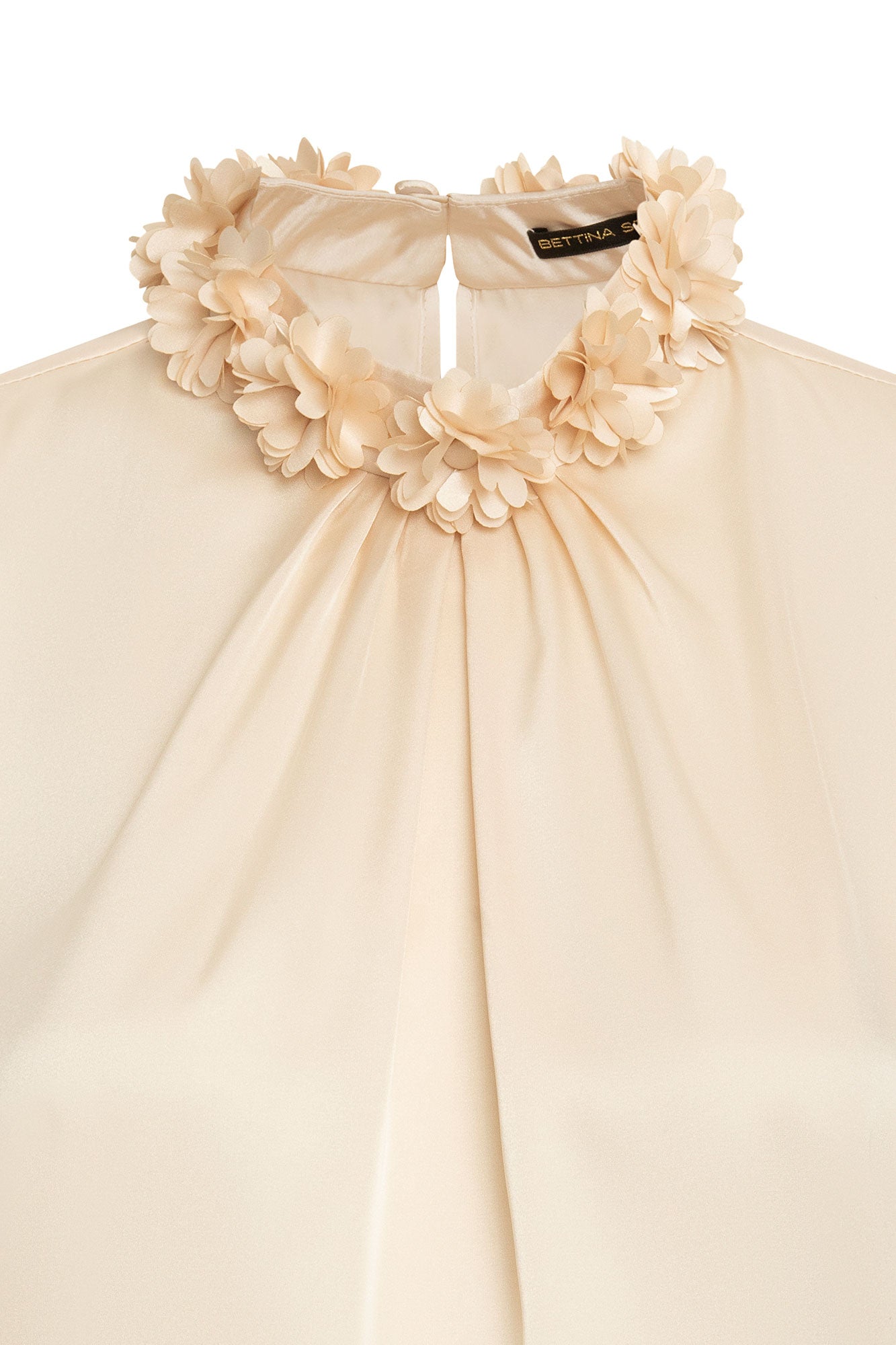 BLUSA HALTER CUELLO FLORES BEIGE ORO