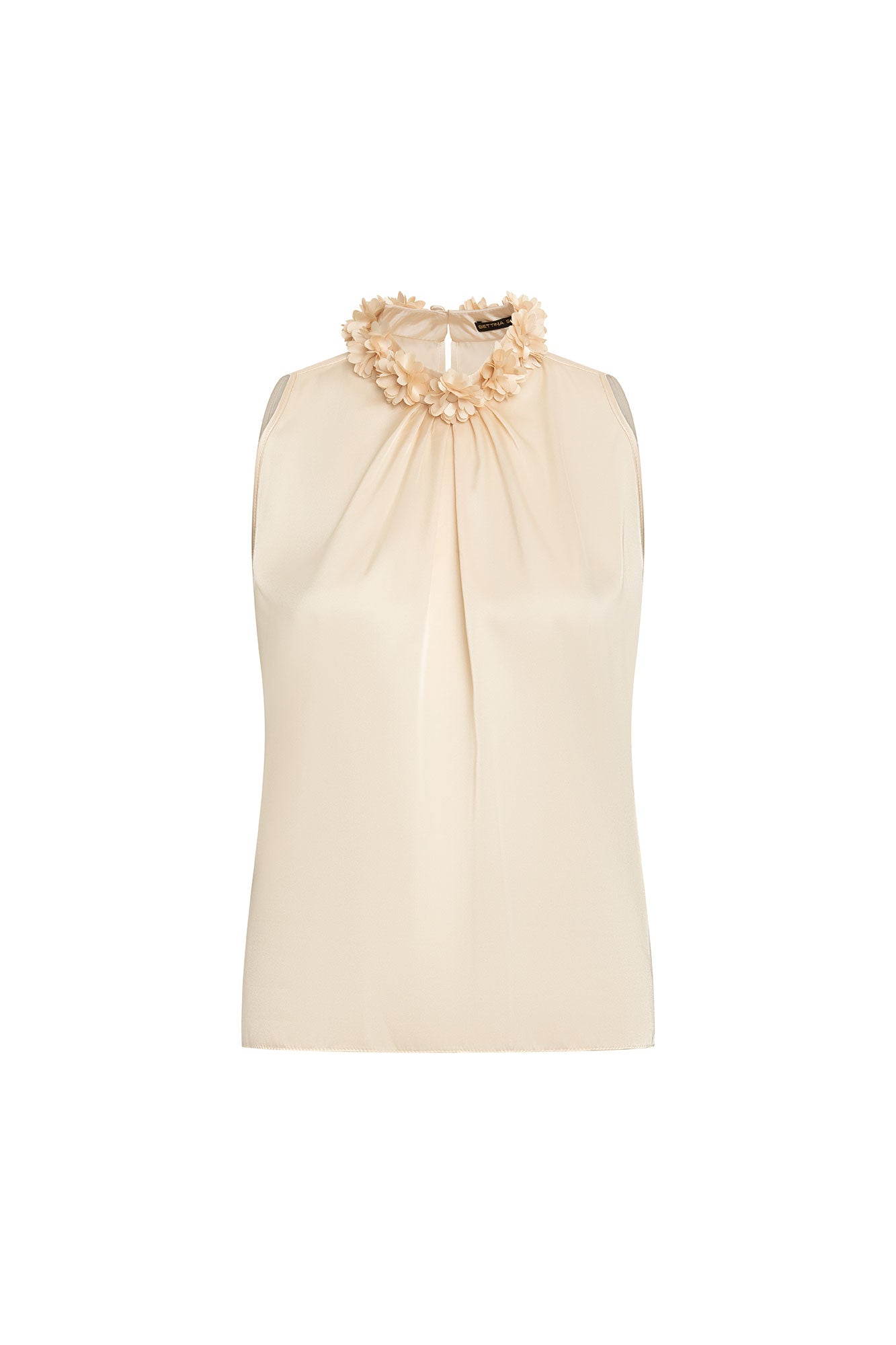 BLUSA HALTER CUELLO FLORES BEIGE ORO