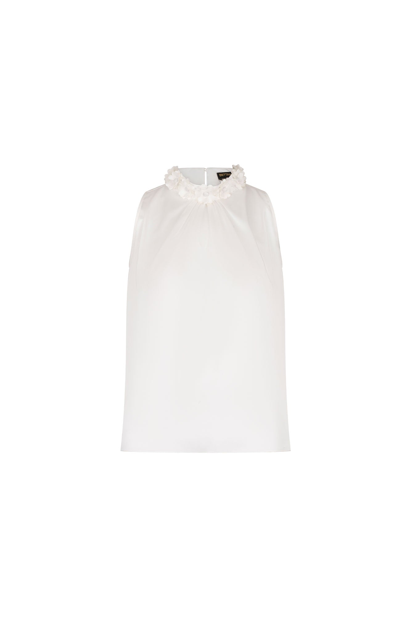 BLUSA HALTER CUELLO FLORES BLANCO