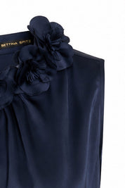 Blusa Halter Flor Calada Navy