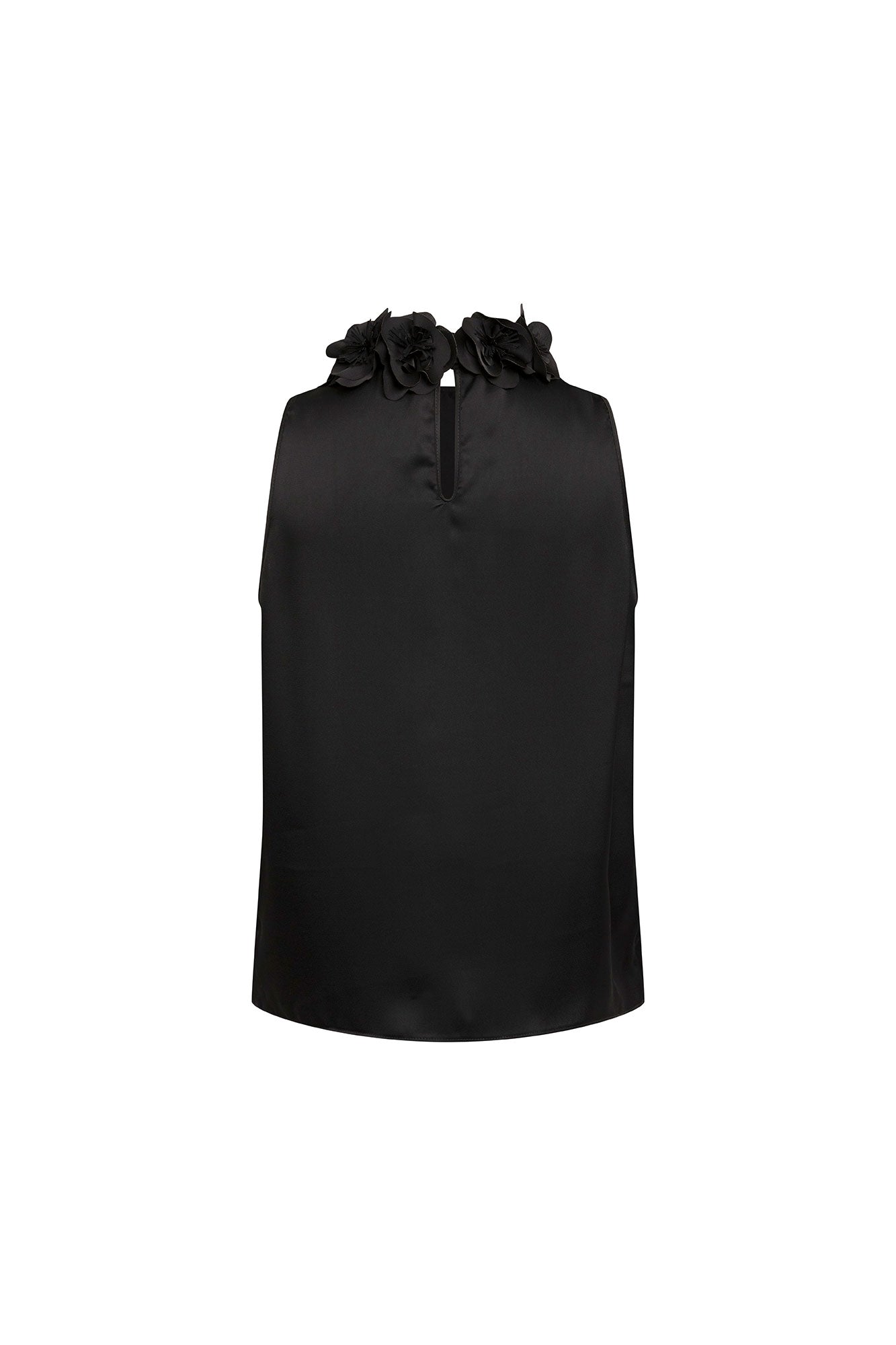 Blusa Halter Flor Calada Negro