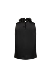 Blusa Halter Flor Calada Negro