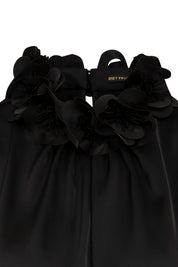 Blusa Halter Flor Calada Negro