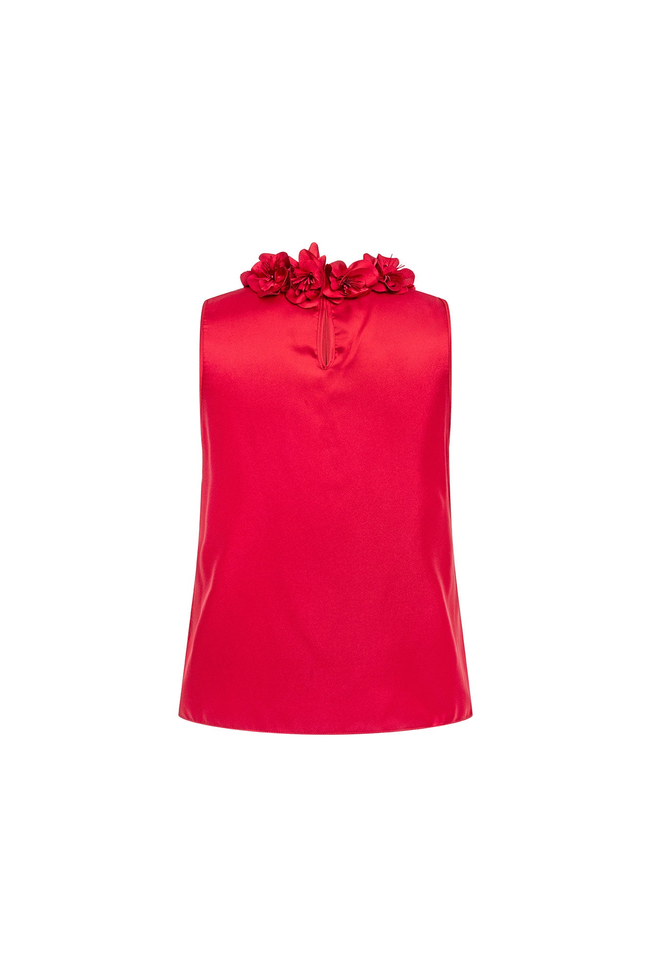 Blusa Halter Flor Calada Rojo