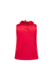 Blusa Halter Flor Calada Rojo