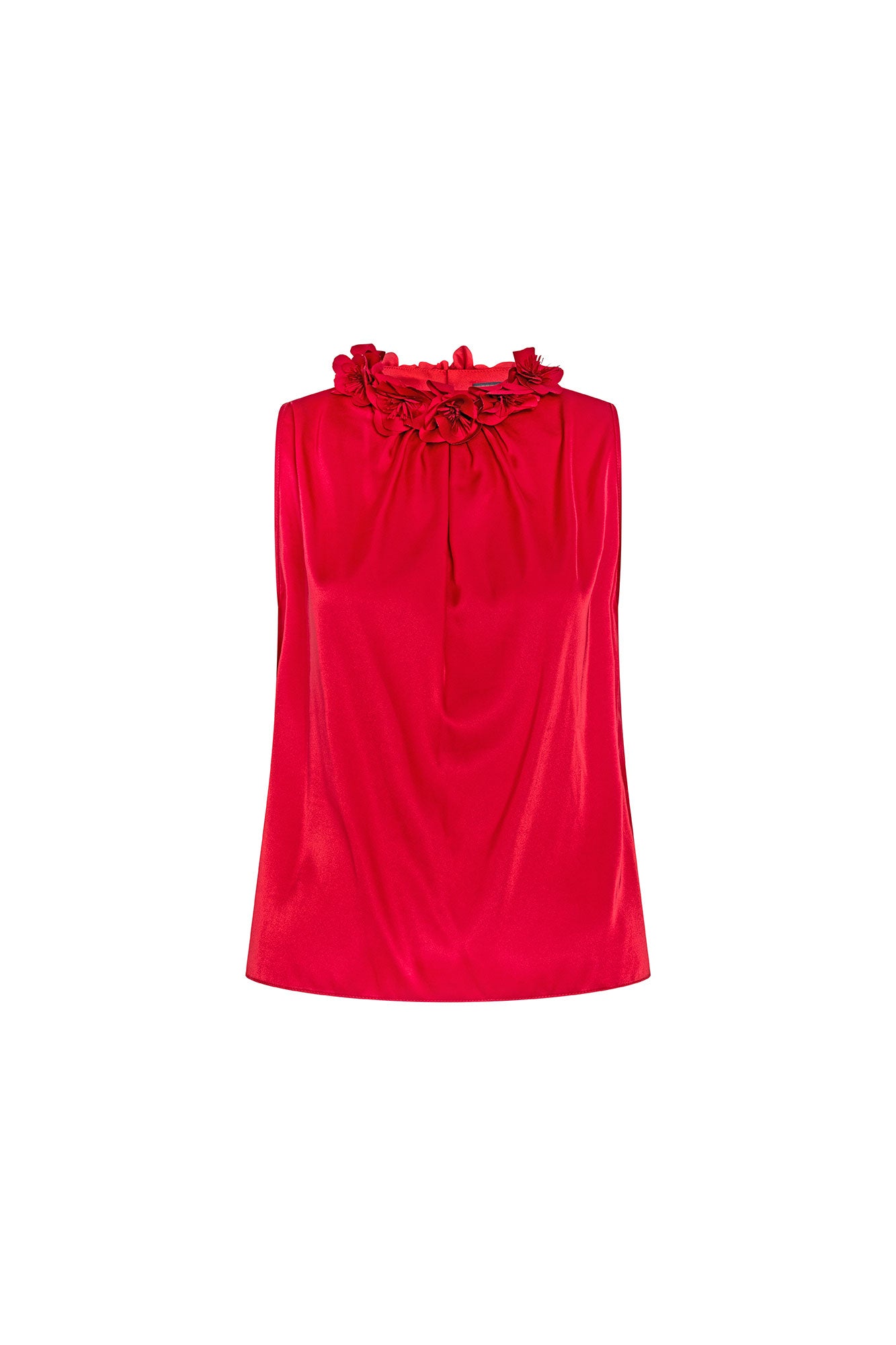 Blusa Halter Flor Calada Rojo