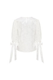 Blusa Manga Puff Moño Blanco