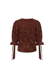 Blusa Manga Puff Mono Café - vista frontal