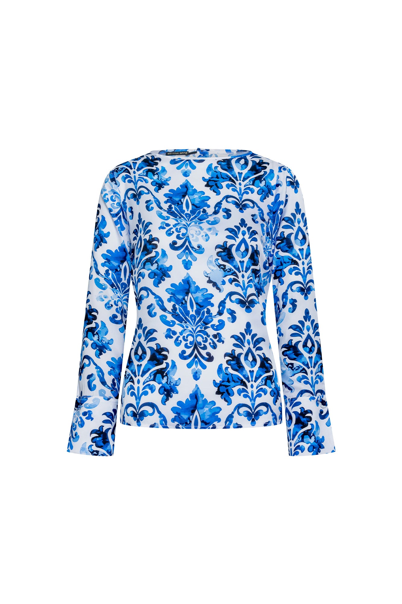 Blusa azul estampado arabesco tejido translúcido - Bettina Spitz