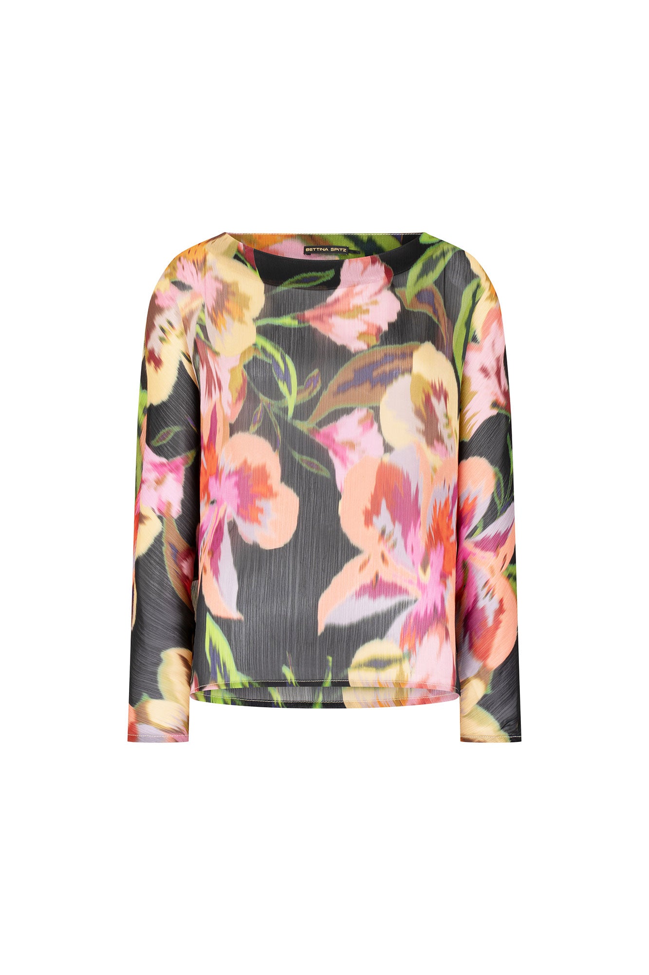 BLUSA OJAL RANGLAN EST FLOR NEGRO