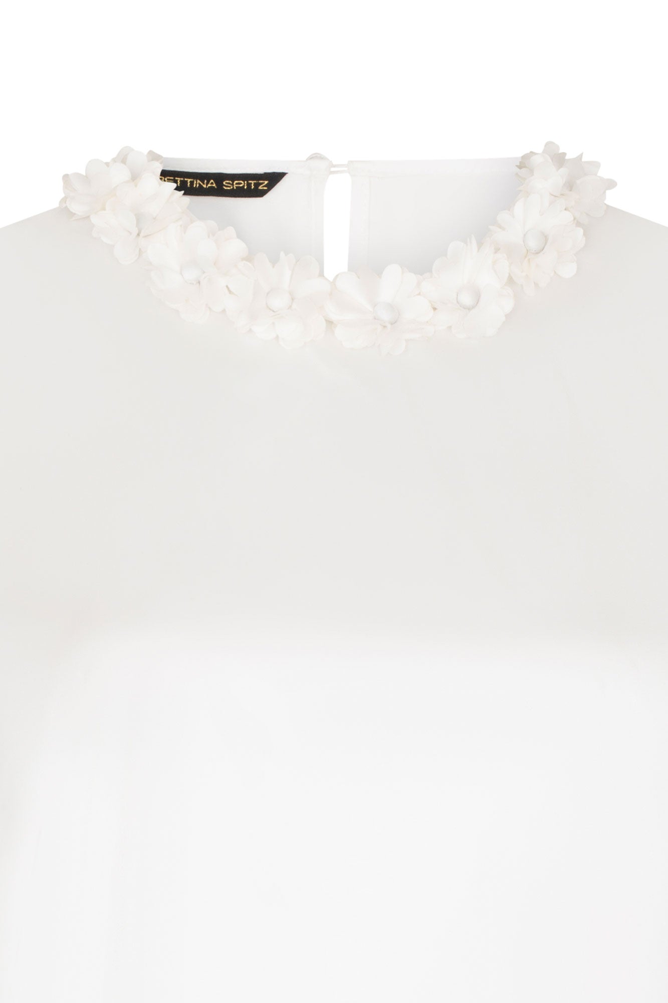 BLUSA SESGO CUELLO PETALOS MANC.BLANCO