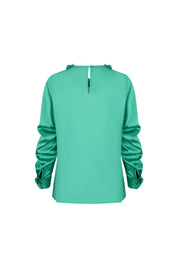 BLUSA SESGO CUELLO PETALOS MANC.VERDE